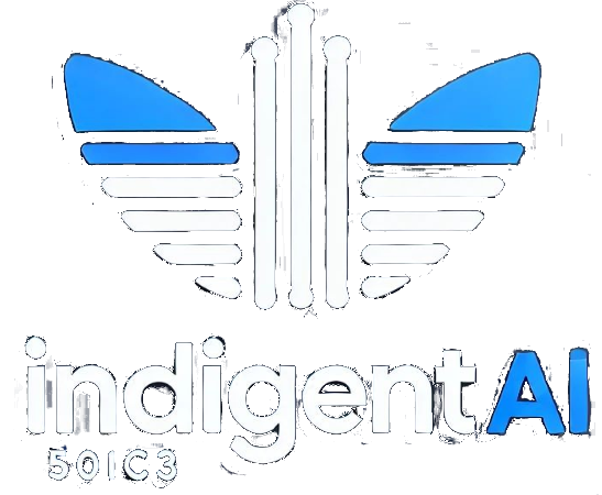 indigentAI logo that looks kinda shitty that AI made.